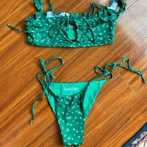 Frankie’s Bikinis Mackenzie Set Green Ditsy Small